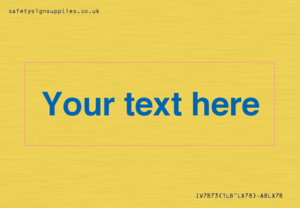 Custom blank information sign. Blue text, plain background